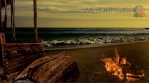 Вечернее море. Звуки костра и шум волн. Отдыхайте с природой.