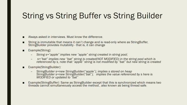 4. Tech Interview Questions -1: String Object, String Literal, String, String Buffer, String Builde смотреть онлайн