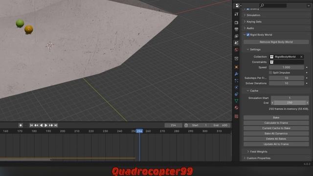 Как продлить симуляцию в Blender