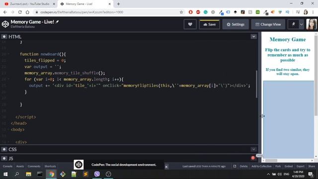 ?Memory Game - Flipping Cards (JS + CSS) LIVE! смотреть онлайн
