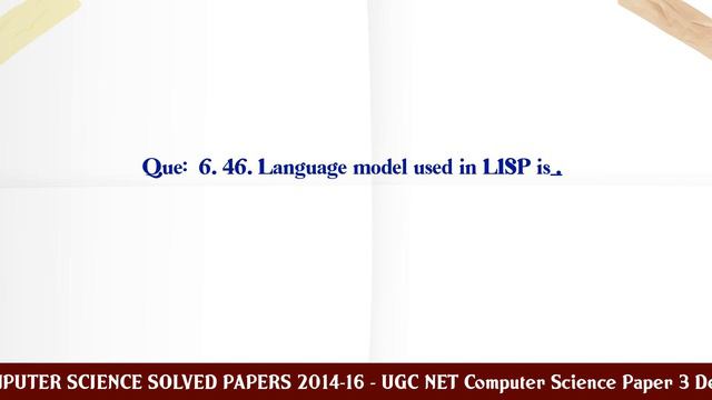 UGC NET COMPUTER SCIENCE SOLVED PAPERS 2014-16 - UGC NET Computer Science Paper 3 December 2015