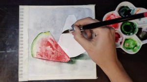 Картина акварелью Арбуз ~ Как рисовать фрукты ~ Урок рисования
