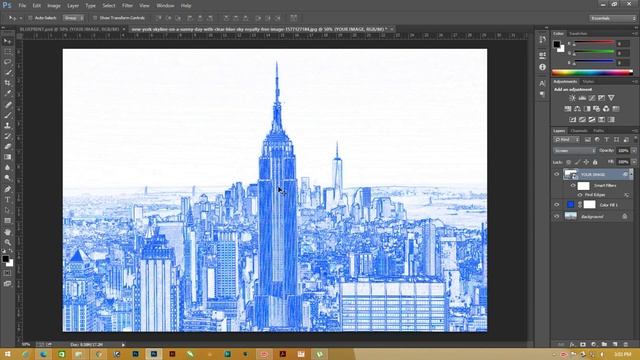 Architecture Blue Print effect in Adobe Photoshop Tutorial + FREE PSD смотреть онлайн