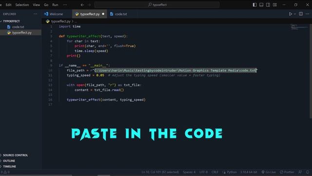 Text Typing Effect in Terminal Python Application | Coding Intruder