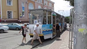 Пятигорск. Трамвай Tatra KT4SU № 135 на остановке «Цветник»