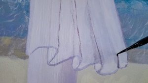 Морской пейзаж акрилом на стене. Бюджетный вариант. Урок : Рисуем шторы.? (все этапы)