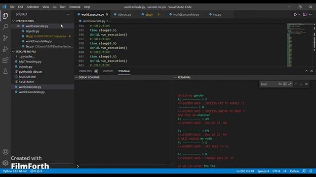 world.execute(me); but in python3 смотреть онлайн