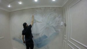 Роспись стен аэрография.Цветы. Aerography.painting in the interior