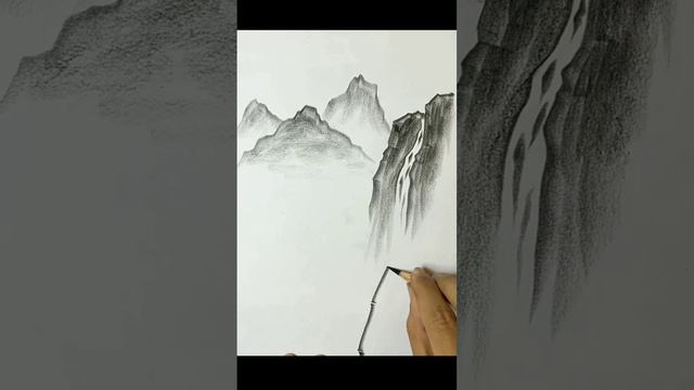 how to draw a beautiful ❤️ mountain 🏔️ drawing। #5minutecrafts #drawfast #drawing ।