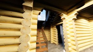 Проект дома "Идилия" из рубленного бревна в стиле "дикий сруб" 256,33 м2 13,3х15 м