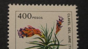 Postage stamp. Republica Argentina. CLAVEL DEL AIRE (Tillandsia aeranthos). Price 400 pesos.