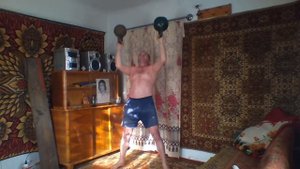 Доношение+оверхед+трастер.Две гири 24 кг. и 25 кг. "на попа".