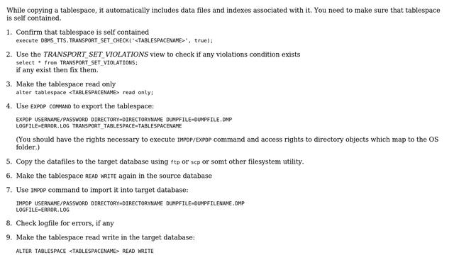 Databases: How to copy tablespace from one database to another database in Oracle 11g? смотреть онлайн