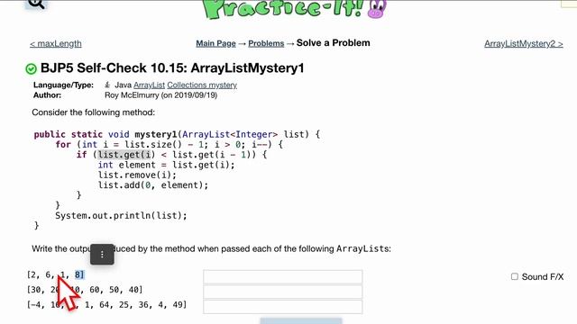 Java Practice It | Self-check 10.15: ArrayListMystery1 | ArrayList, collections, array list, myster смотреть онлайн