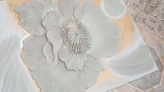 ОГРОМНЫЙ мак из гипсовой шпатлёвки. Создаём картину своими руками. #МАСТЕР-КЛАСС #барельеф #картины