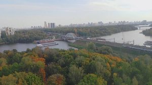 "Сапсан" и две электрички на Химкинском ж/д мосту - вид с колеса обозрения (24.09.2023)