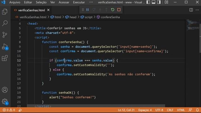 Verificar se senhas conferem em formulários HTML com JavaScript смотреть онлайн