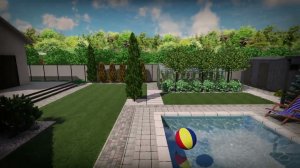 Ландшафтный дизайн участка с баней и бассейном