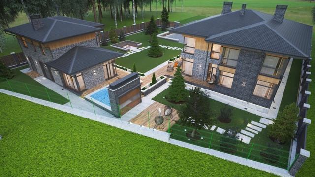 Загородный двухэтажный дом. Покажем планировку ! Строим кирпичный дом с гаражом и баней смотреть онлайн