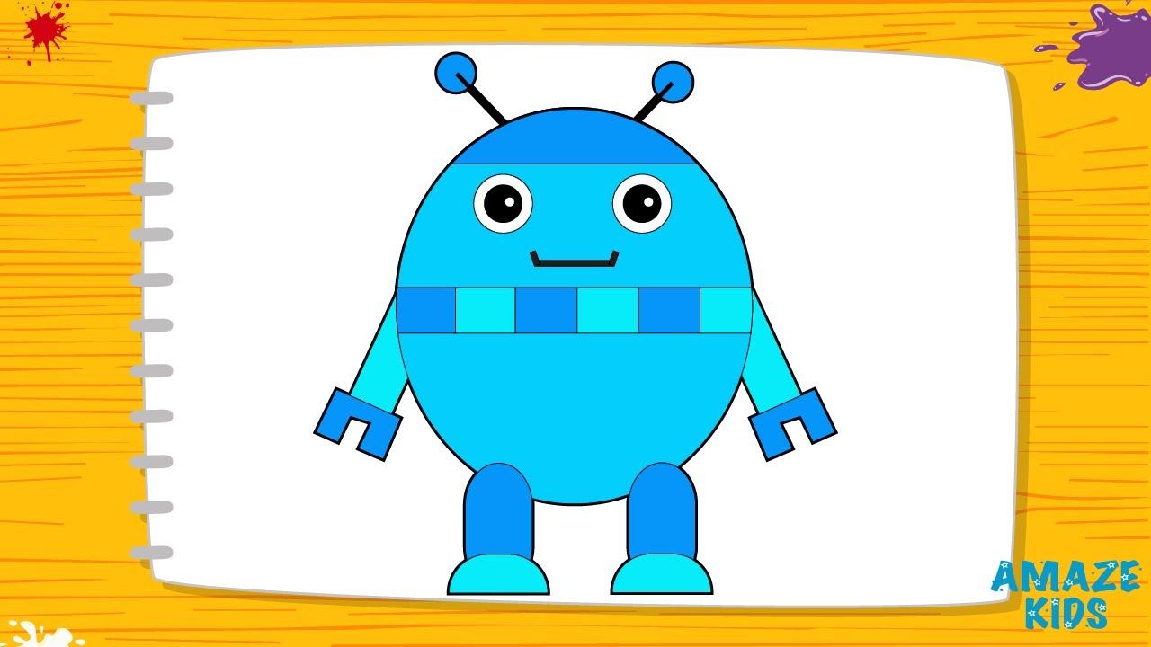 Как нарисовать мультяшного робота для детей. Учимся рисовать. Рисунки Уроки рисования для начинающих смотреть онлайн