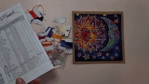 106. Mill Hill "Sun and Moon" арт: LB14-1813.  Готовая работа "Солнце и Луна"