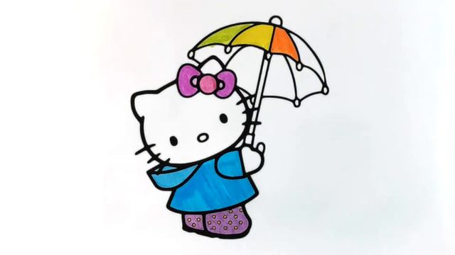 Umbrella With Hello Kitty - Coloring Pages #drawforkid #coloringbook #draw #hellokitty #learnpaint