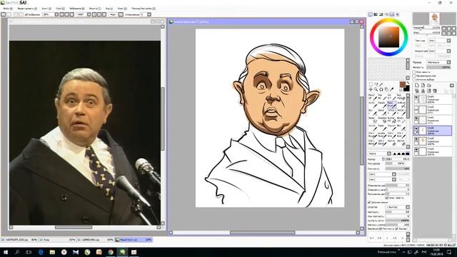 Рисуем шарж на Евгения Вагановича Петросяна смотреть онлайн