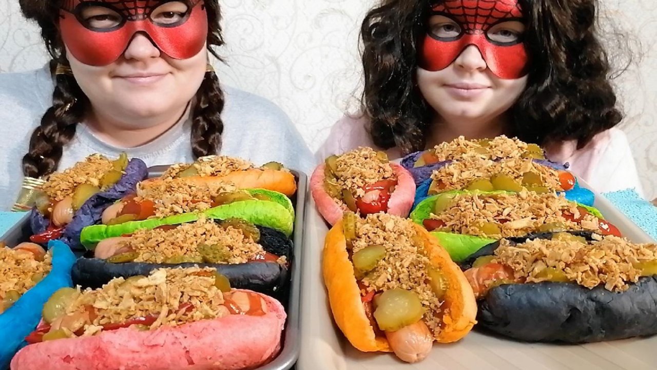 ASMR MUKBANG Хот Доги Rainbow Hot Dogs ASMR Eating Sound No Talking Звуки Еды Мукбанг не Болталка