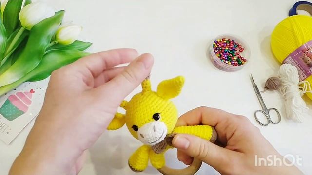 Жираф крючком. Мастер класс. Как сделать гремелку для погремушки