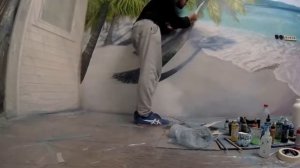 Художественная роспись,аэрография в интерьере,рисования на стене   моря, пальмы, пляж