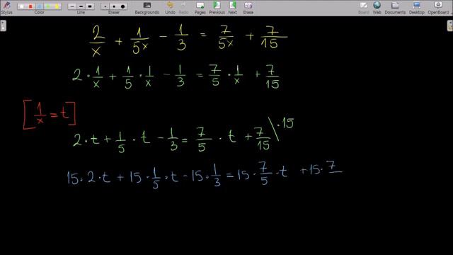 2/x + 1/5x - 1/3 = 7/5x + 7/15 | How to solve a linear equation 15