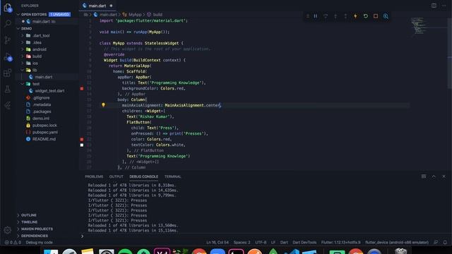 Flutter Tutorial for Beginners 11 - Row and Column Widgets in Flutter | Layouts in Flutter