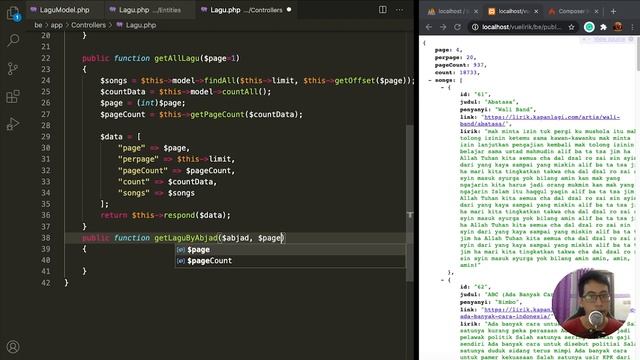 #1 Backend Service, Rest API Codeigniter 4 - Tutorial Aplikasi Database Lirik Lagu CI 4 & Vue 3