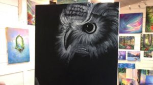 How To PAINT AN OWL On A Black Canvas / LONGER VERSION!! - step by step