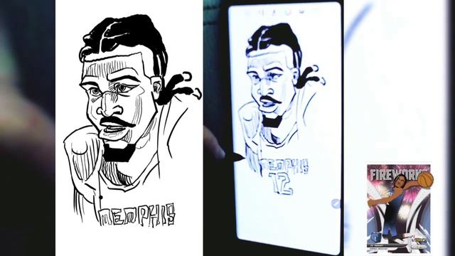 Memphis Grizzlies 12 Ja Morant Portrait Drawing Cartoon Style on Mobile #skunkworkz #speedpaint #nb смотреть онлайн
