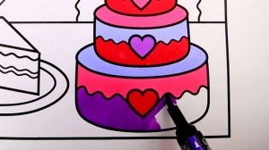 How to Draw Cake with Hearts for Kids ???❤️Cake Drawing and Coloring |  Valentine's Day Cake