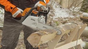 Резка дров на козле - правильная установка бензопилы STIHL
