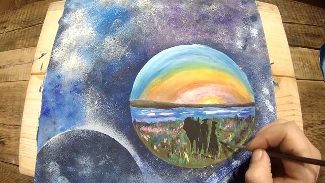 КОСМОС. Рисуем очень просто. Простая техника рисованием с помощью губки. Universe. смотреть онлайн