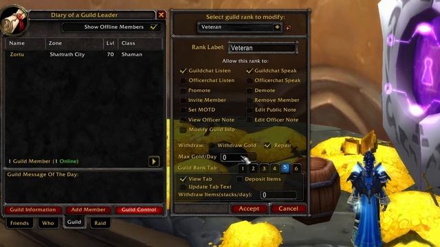 How to set up and use the guild bank in WoW Burning Crusade Classic, customize tab & set permission смотреть онлайн