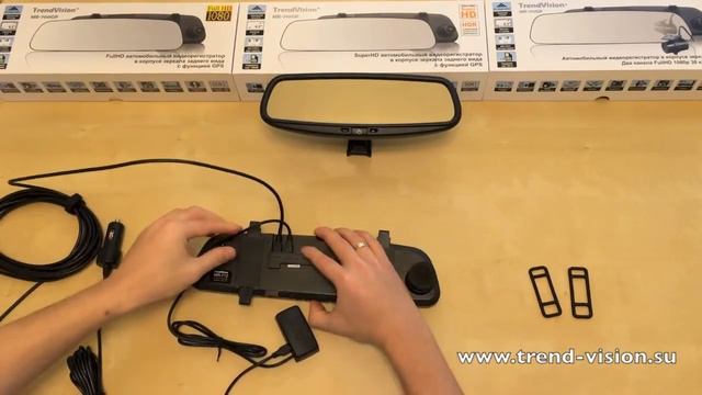 Trendvision MR-712 GP подключение видеорегистратора в корпусе зеркала к штатному зеркалу смотреть онлайн