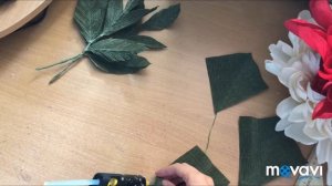 Листики для пиона из гофрированной бумаги