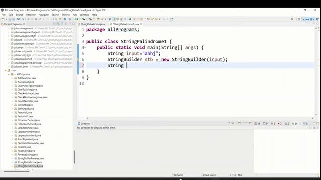 Java Program to Check Palindrome Using StringBuilder with explanation
