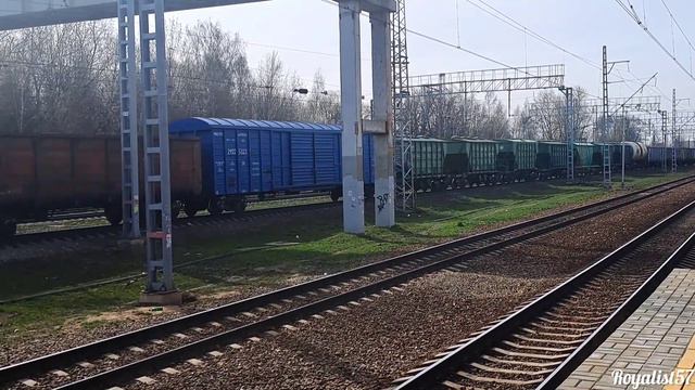 ВЛ10У — 704 с грузовым поездом следует по неправильному пути, перегон Красный Строитель — Щербинка