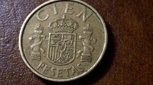 Монета Cien pesetas 1985 Испания Обзор и стоимость монеты сегодня