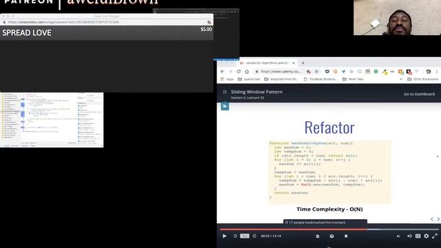another attempt at sliding window #js #algorithm challenges from @Colt_Steele @udemy class pt 5
