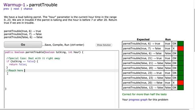 Codingbat - parrotTrouble (Java) смотреть онлайн