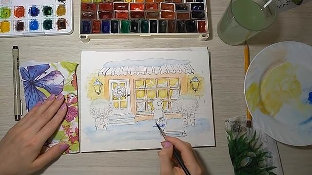 Рисуем архитектуру. Акварельный скетчинг. Урок рисования. Школа Sketch Lab