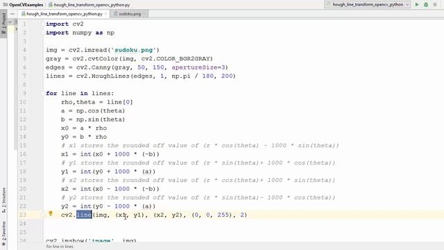 OpenCV Python Tutorial For Beginners 29 - Hough Line Transform using HoughLines method in OpenCV