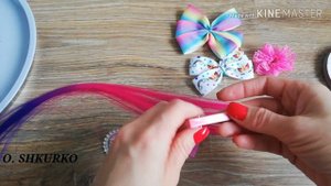 Бантики единорожки с съёмными разноцветными прядями