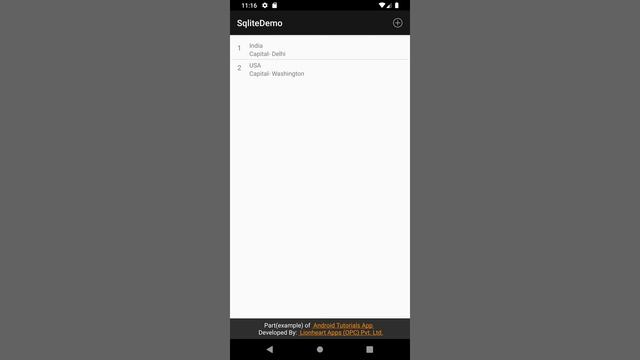 Android Sqlite Demo App